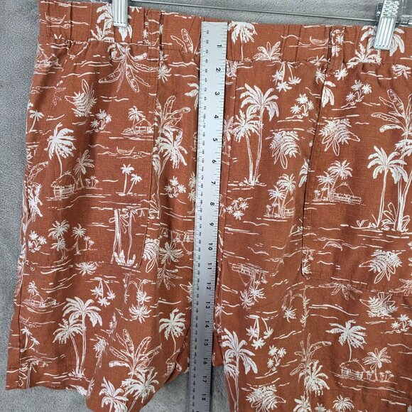 Womens Ana Rust Brown Shorts Palm Tree Print Linen Rayon Blend 6" Inseam XXL - Picture 4 of 9